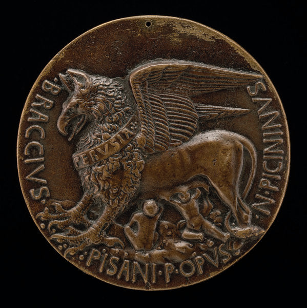 The She-Griffin of Perugia Suckling Two Infants [reverse] by Pisanello (Italian, c. 1395 - 1455), 16X12"(A3)Poster Print