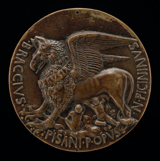 The She-Griffin of Perugia Suckling Two Infants [reverse] by Pisanello (Italian, c. 1395 - 1455), 16X12"(A3)Poster Print