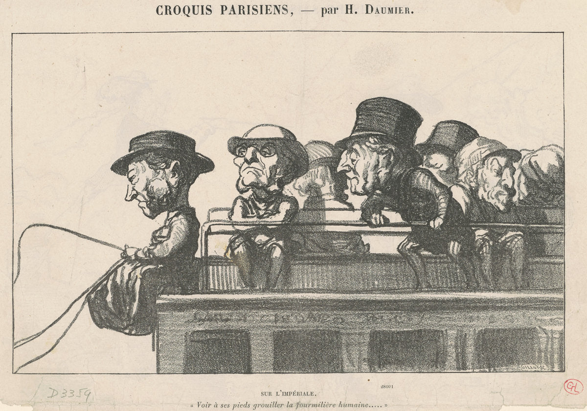 Sur l'Imperiale by Honoré Daumier (French, 1808 - 1879), 16X12"(A3)Poster Print
