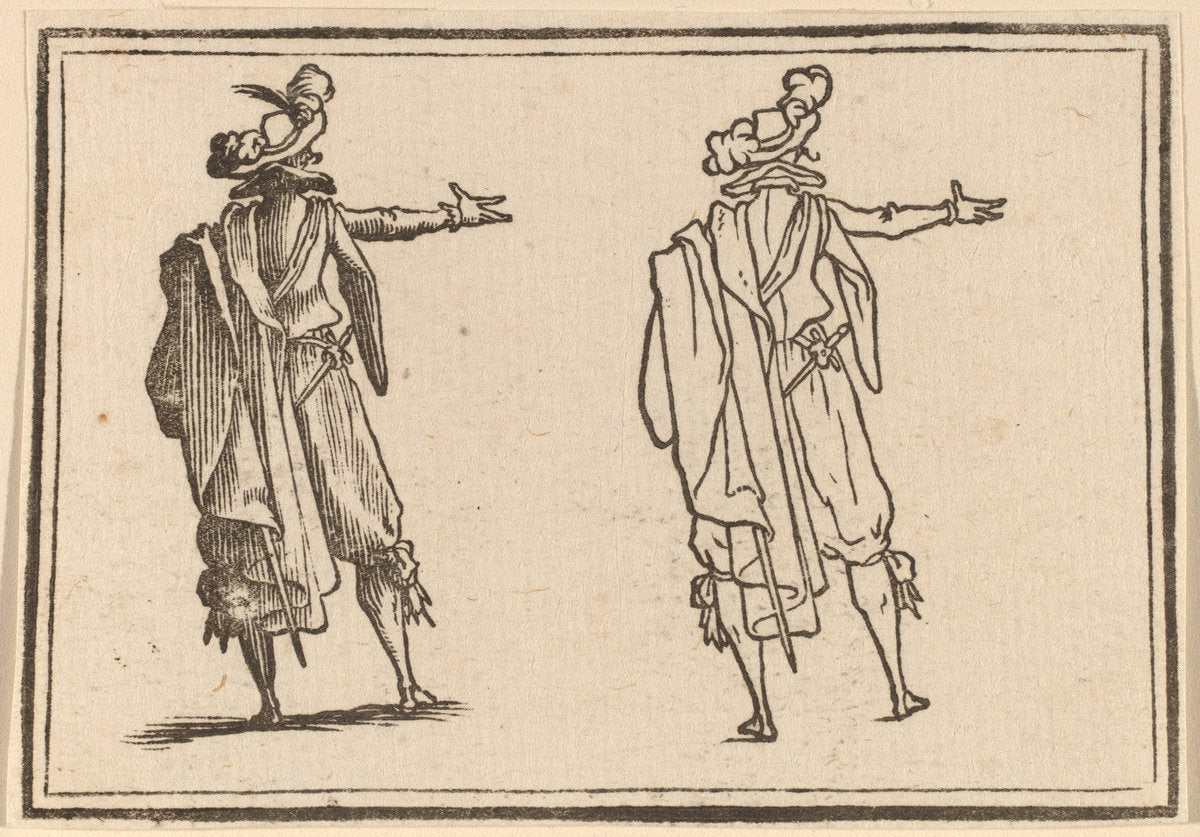 Man Seen from Behind with His Right Arm Extended by Edouard Eckman after Jacques Callot (Flemish, born c. 1600), 16X12"(A3)Poster Print