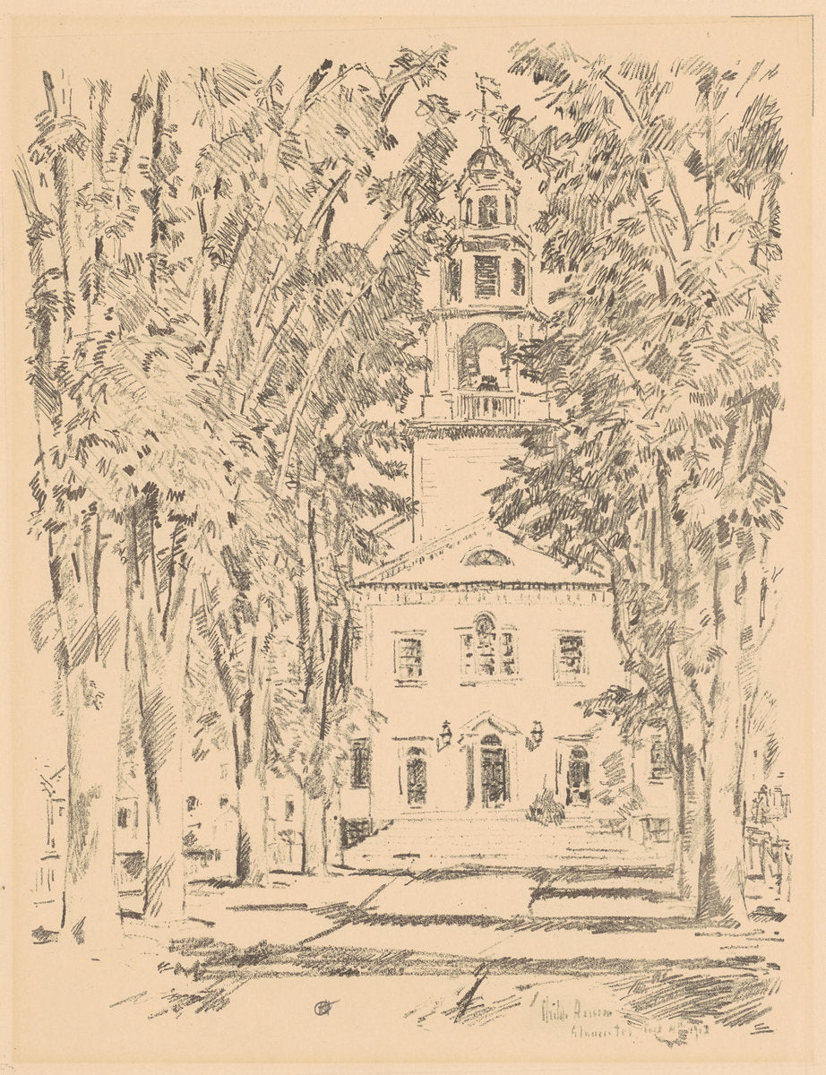 Colonial Church, Gloucester by Childe Hassam (American, 1859 - 1935), 16X12"(A3)Poster Print