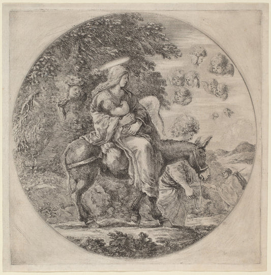 The Flight into Egypt by Stefano Della Bella (Italian, 1610 - 1664), 16X12"(A3)Poster Print