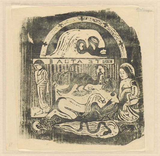 Te Atua (The Gods) Small Plate [recto] by Paul Gauguin (French, 1848 - 1903), 16X12"(A3)Poster Print
