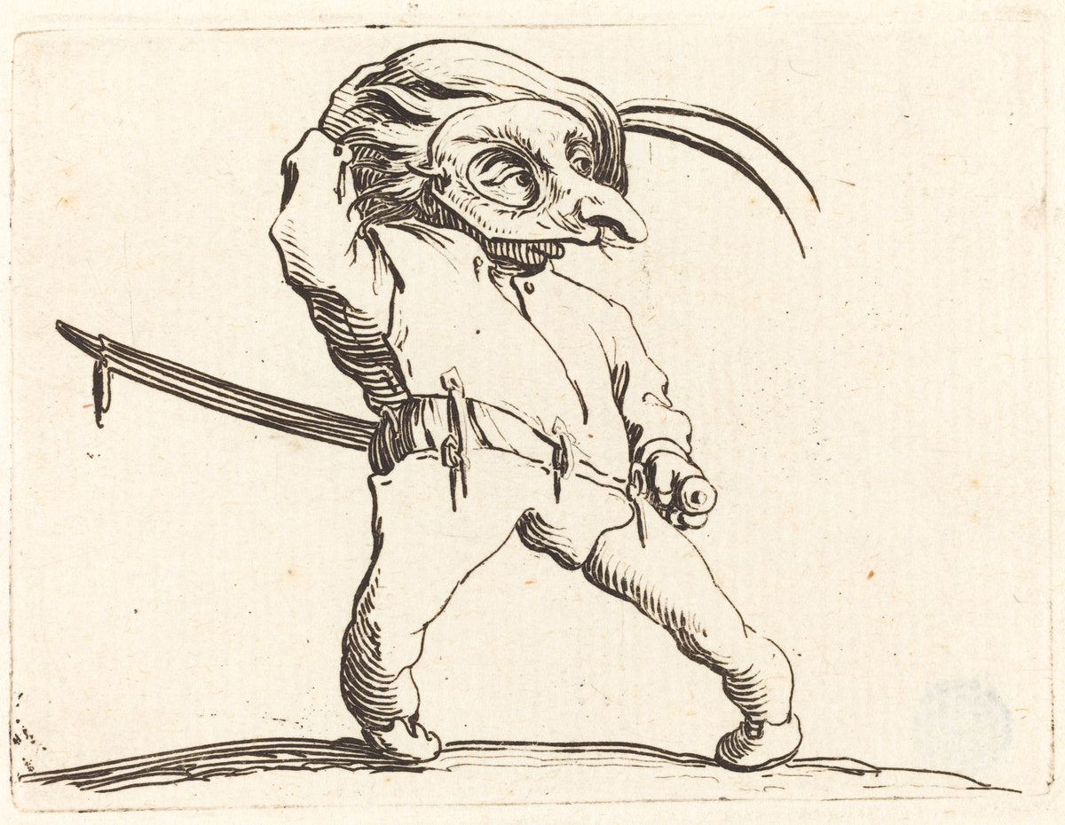 Masked Man with Twisted Feet by Jacques Callot (French, 1592 - 1635), 16X12"(A3)Poster Print