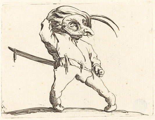 Masked Man with Twisted Feet by Jacques Callot (French, 1592 - 1635), 16X12"(A3)Poster Print