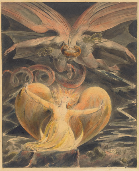 The Great Red Dragon and the Woman Clothed with the Sun by William Blake (British, 1757 - 1827), 16X12"(A3)Poster Print