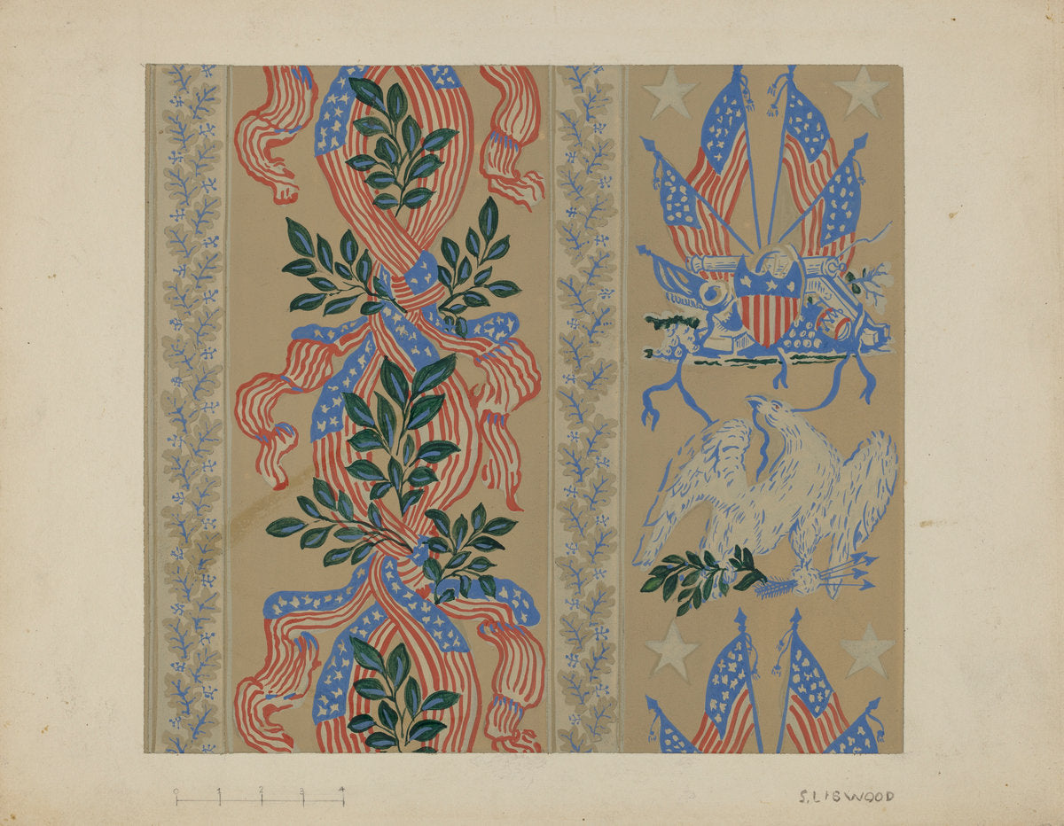 Wall Paper and Border by Sidney Liswood (American, active c. 1935), 16X12"(A3)Poster Print