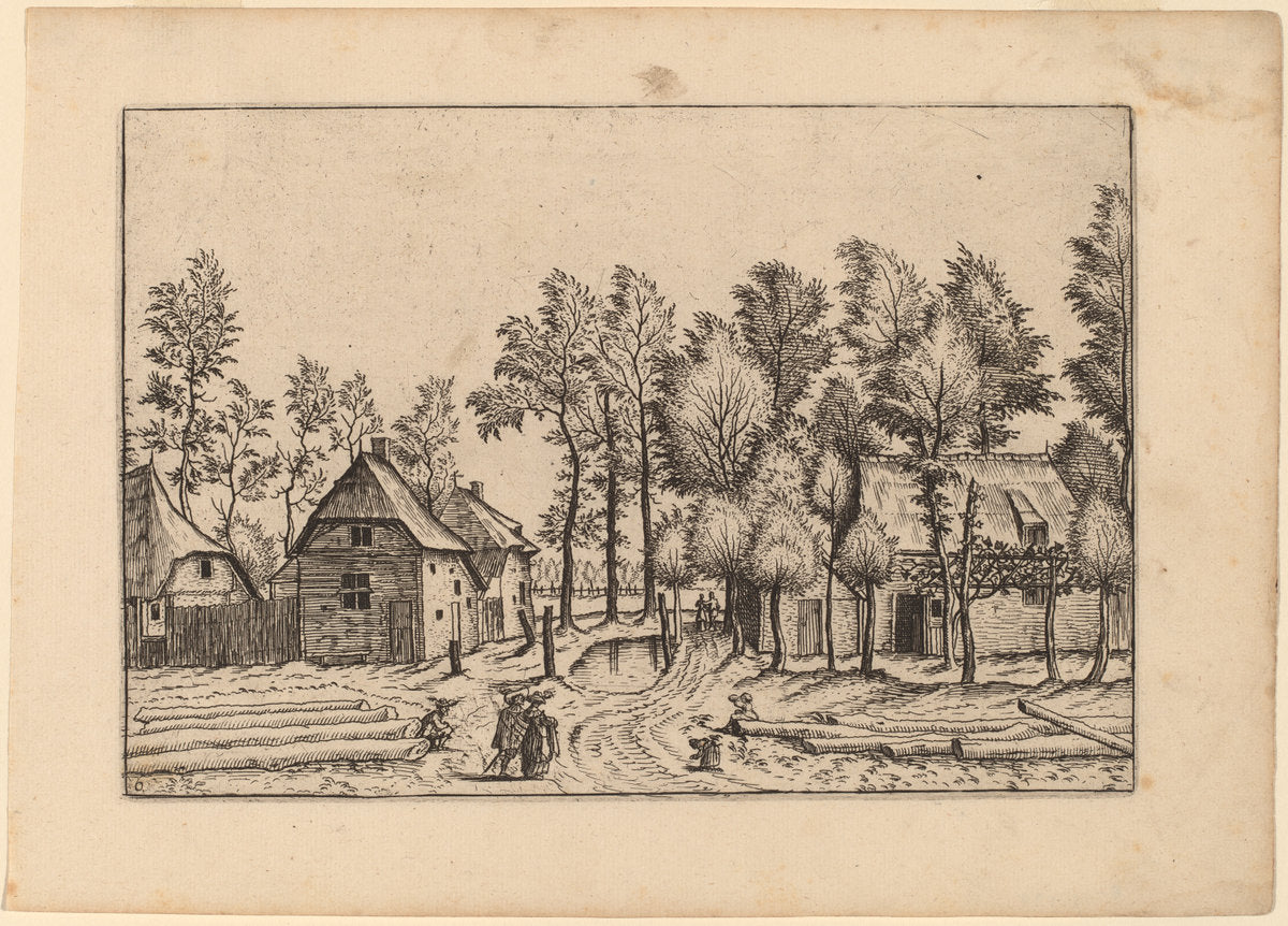 Village Street by Johannes van Doetechum, the Elder and Lucas van Doetechum after Master of the Small Landscapes (Dutch, died 1605), 16X12"(A3)Poster Print