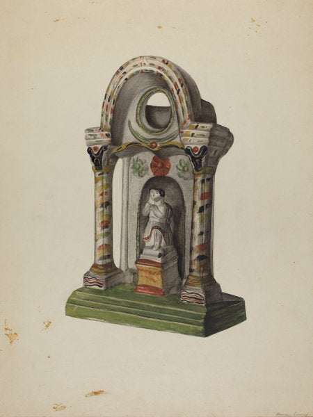 Pa. German Chalkware Shrine by Mina Lowry (American, 1894 - 1942), 16X12"(A3)Poster Print