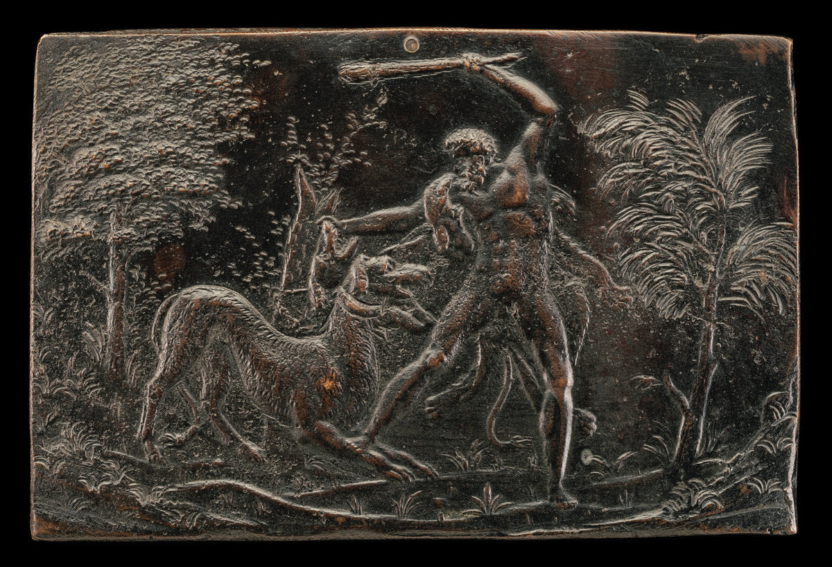 Hercules and Cerberus by Annibale Fontana (Milanese, 1540 - 1587), 16X12"(A3)Poster Print