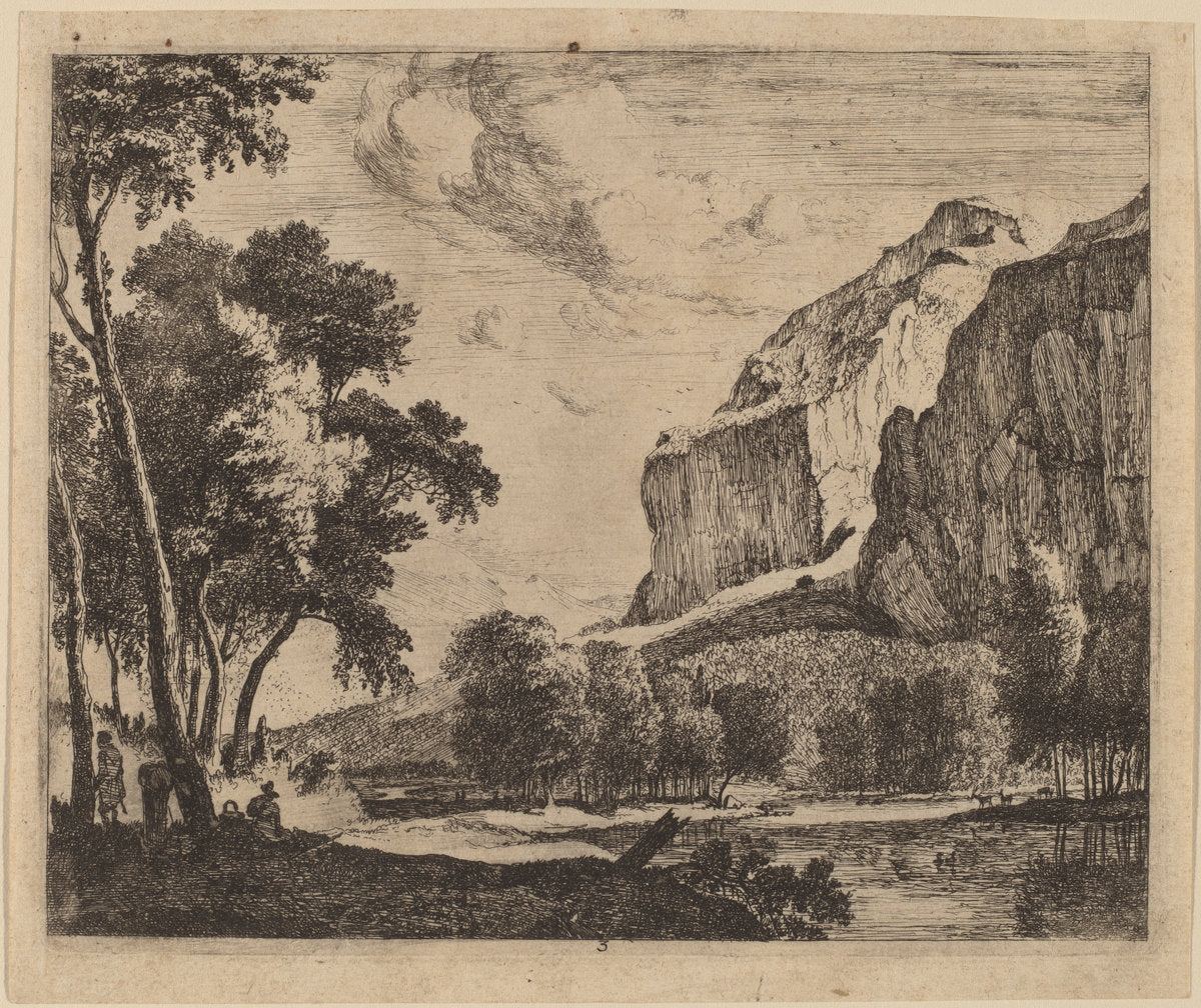 Riverscape with Rocks on the Right: pl.3 by Roelant Roghman and Melchior Küsel (German, 1626 - 1683), 16X12"(A3)Poster Print