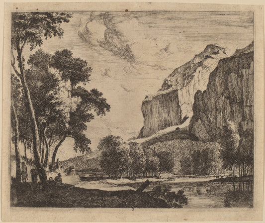 Riverscape with Rocks on the Right: pl.3 by Roelant Roghman and Melchior Küsel (German, 1626 - 1683), 16X12"(A3)Poster Print