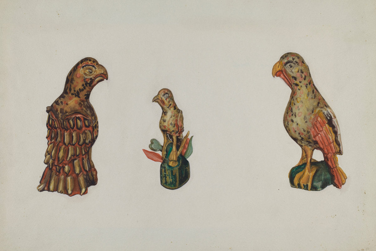 Pa. German Wooden Eagles by Laura Bilodeau (American, 1896 - 1982), 16X12"(A3)Poster Print