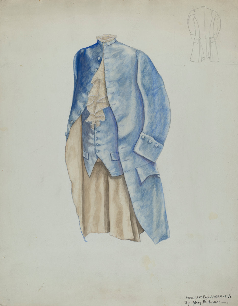 Man's Coat & Waistcoat by Mary E. Humes (American, active c. 1935), 16X12"(A3)Poster Print