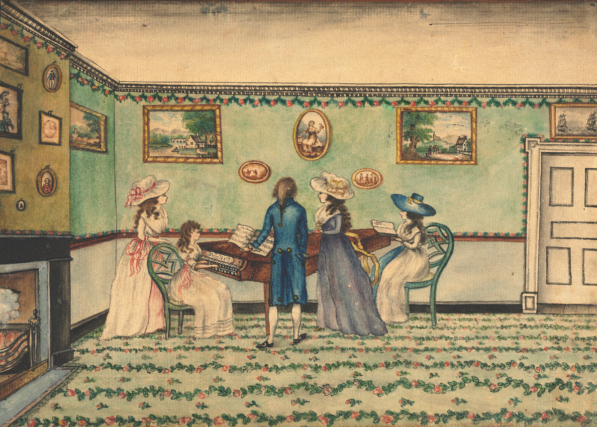 Harpsichord Recital at Count Rumford's, Concord, New Hampshire by Benjamin Thompson (American, 1753 - 1814), 16X12"(A3)Poster Print