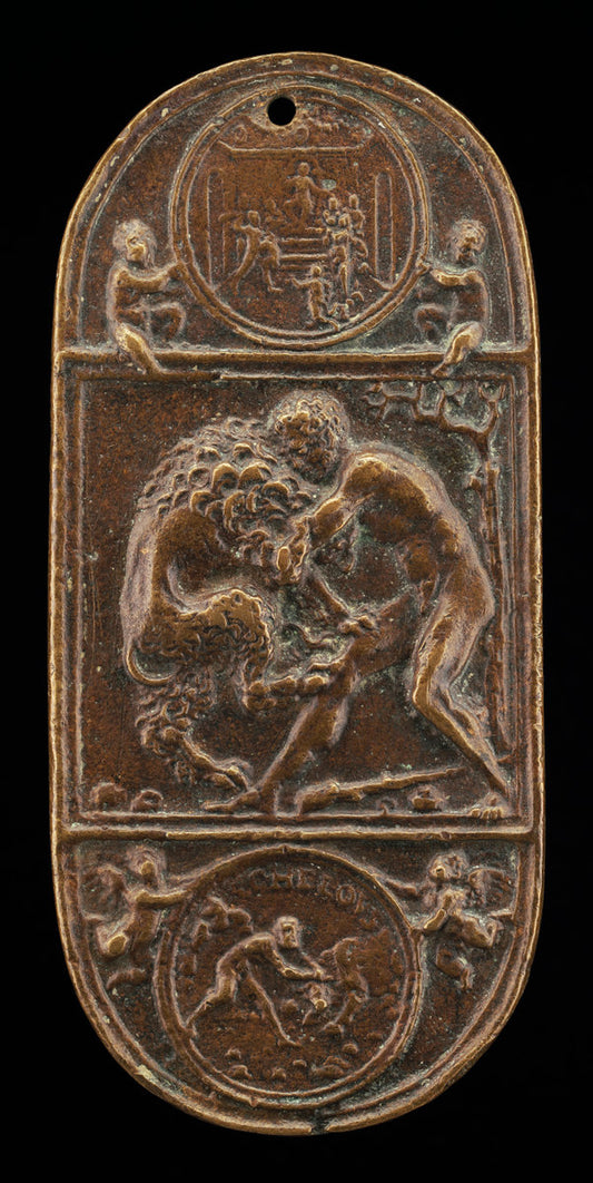 Hercules and the Nemean Lion by Moderno (Veronese, 1467 - 1528), 16X12"(A3)Poster Print
