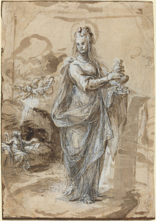 Mary Magdalene [recto] by Biagio Pupini (Bolognese, active 1511 - 1551), 16X12"(A3)Poster Print