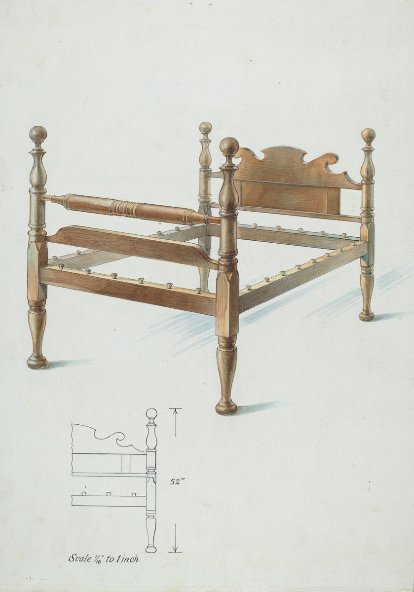 Bishop Hill: Bed by Alfred Koehn (American, active c. 1935), 16X12"(A3)Poster Print
