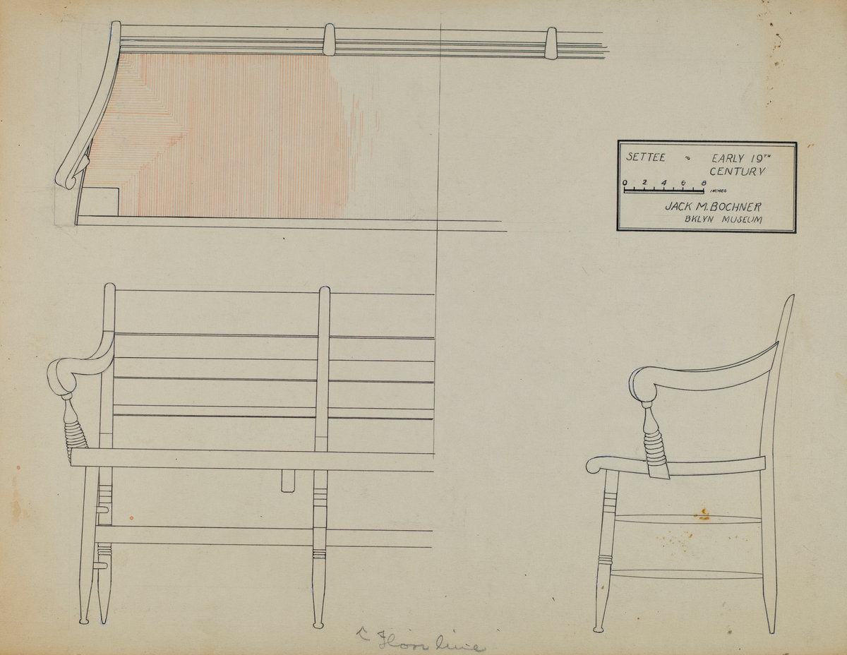 Settee by Jack Bochner (American, active c. 1935), 16X12"(A3)Poster Print