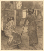 Mary Cassatt at the Louvre: The Etruscan Gallery (Au Louvre: Musée des antiques) by Edgar Degas (French, 1834 - 1917), 16X12"(A3)Poster Print