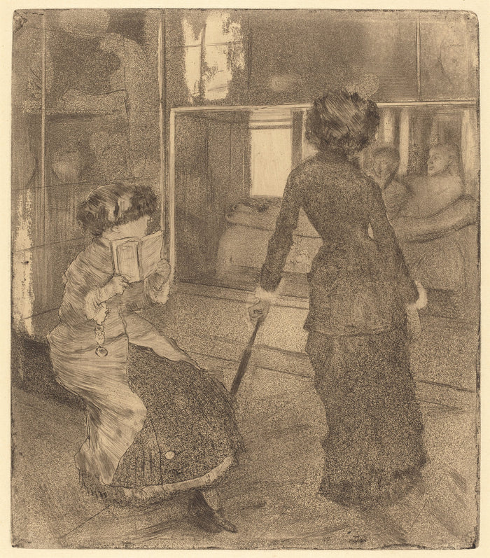 Mary Cassatt at the Louvre: The Etruscan Gallery (Au Louvre: Musée des antiques) by Edgar Degas (French, 1834 - 1917), 16X12