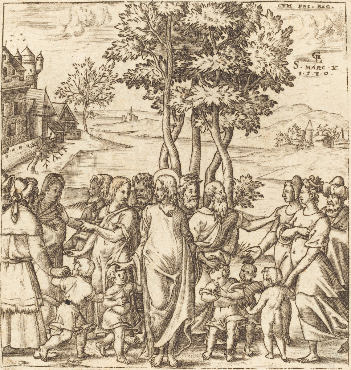 Christ Blesses the Children by Léonard Gaultier (French, 1561 - 1641), 16X12"(A3)Poster Print
