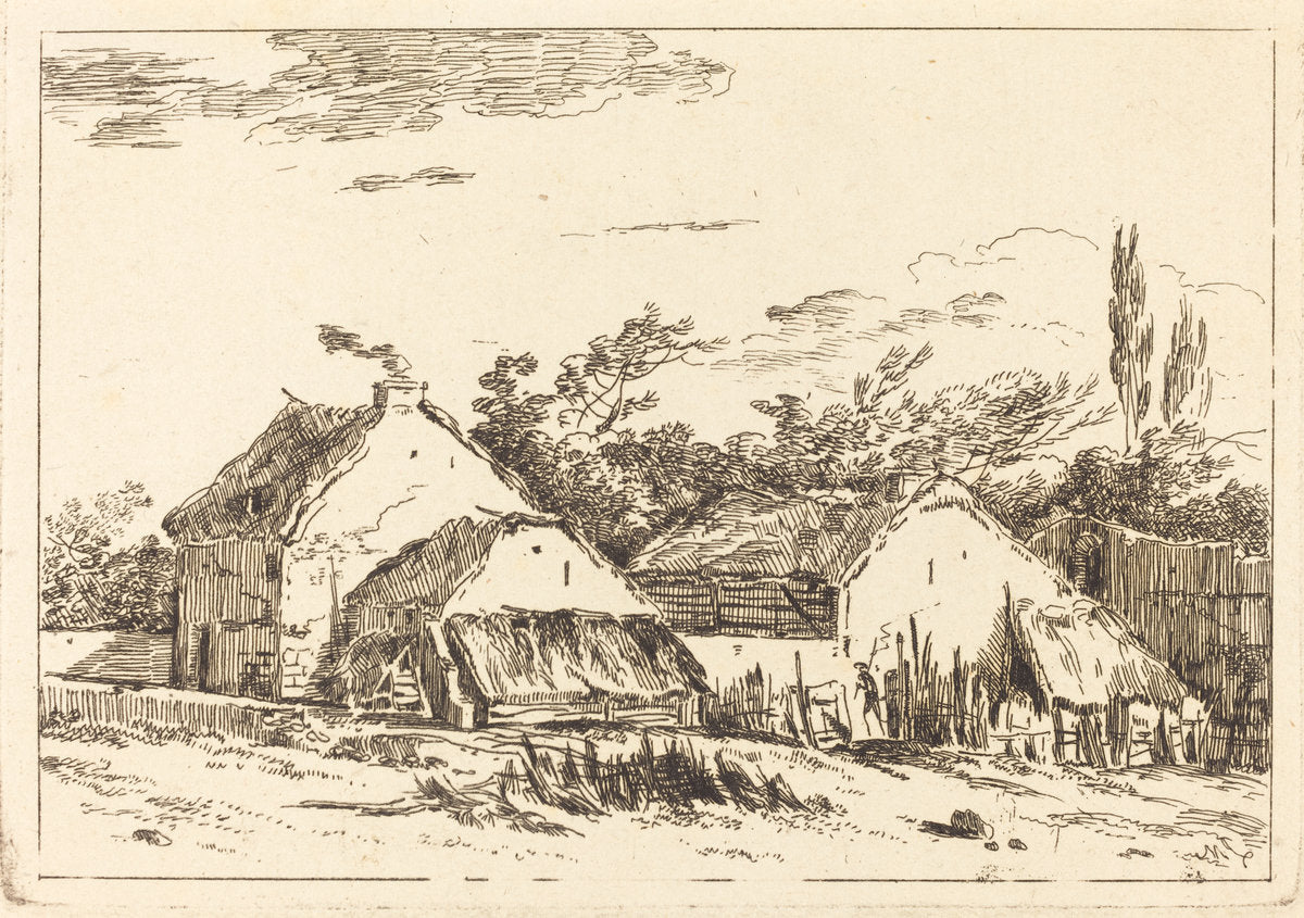 Two Barns by Louis Gabriel Moreau (French, 1739 - 1806), 16X12"(A3)Poster Print