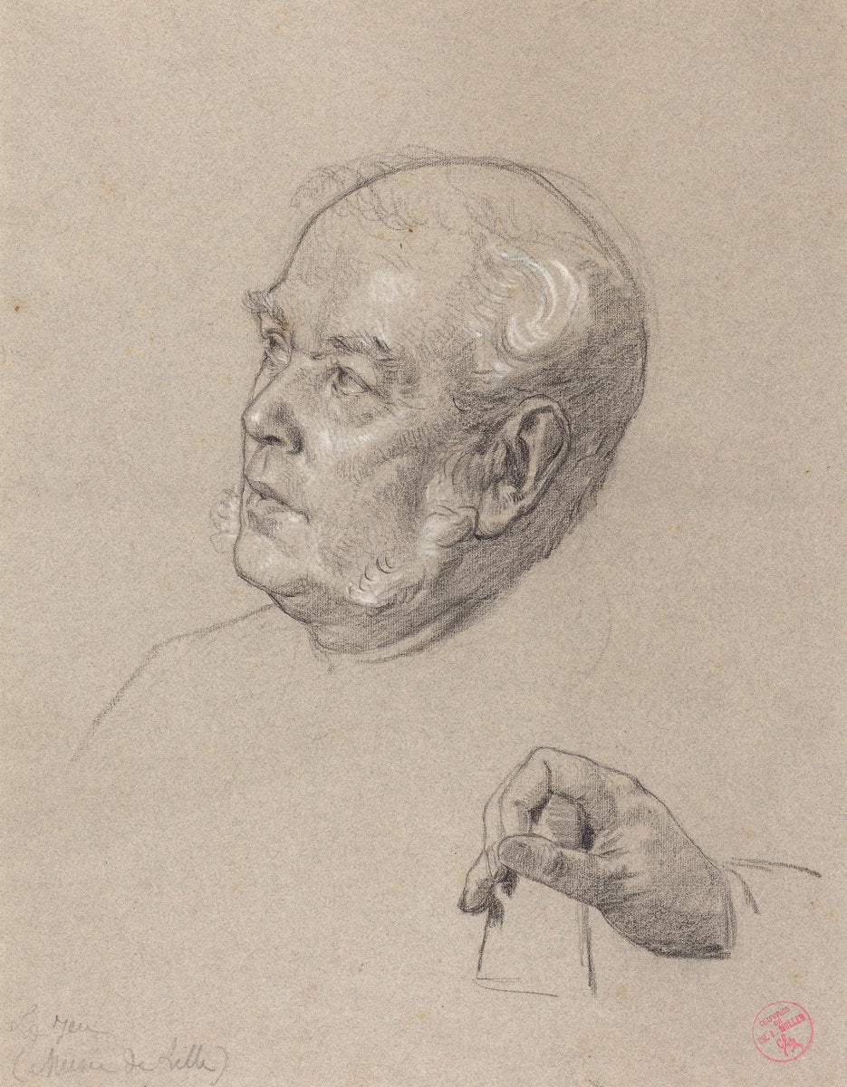 Head and Hand of a Man Throwing Dice by Charles-Louis-Lucien Müller (French, 1815 - 1892), 16X12"(A3)Poster Print