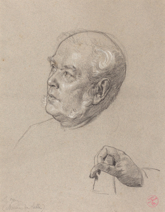 Head and Hand of a Man Throwing Dice by Charles-Louis-Lucien Müller (French, 1815 - 1892), 16X12"(A3)Poster Print