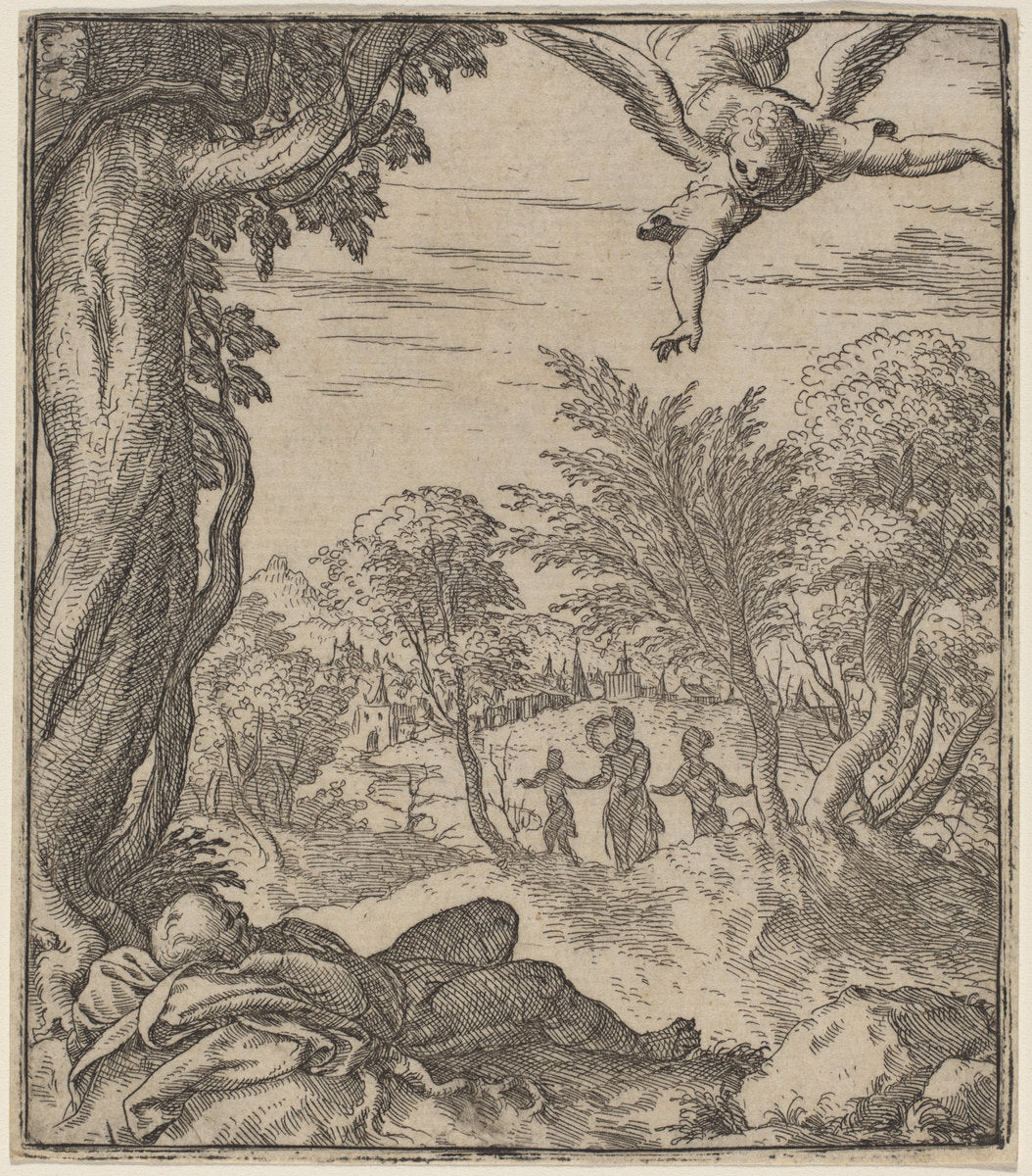 The Angel Appearing to Joseph by Giovanni Battista Fontana (Italian, c. 1524 - 1587), 16X12"(A3)Poster Print
