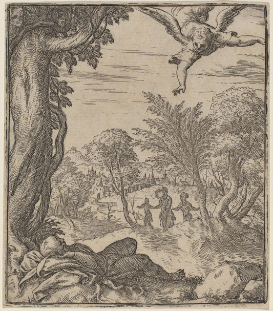 The Angel Appearing to Joseph by Giovanni Battista Fontana (Italian, c. 1524 - 1587), 16X12"(A3)Poster Print