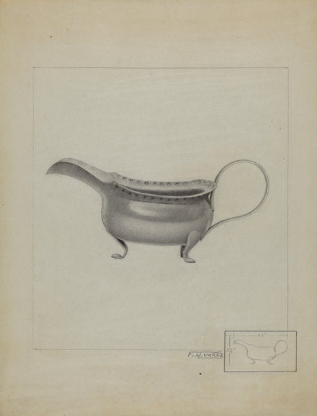 Silver Sauce Boat by Francisco Alvarez (American, active c. 1935), 16X12"(A3)Poster Print