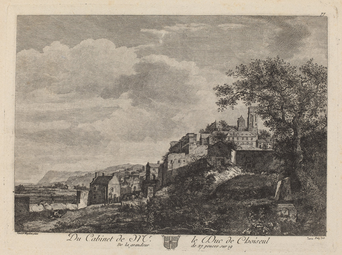 View of a Hilltown by Jeanne Deny after Jan van der Heyden (French, born 1749), 16X12"(A3)Poster Print