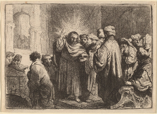 The Tribute Money by Rembrandt van Rijn (Dutch, 1606 - 1669), 16X12"(A3)Poster Print
