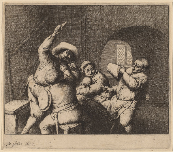 Peasants' Quarrel by Adriaen van Ostade (Dutch, 1610 - 1685), 16X12"(A3)Poster Print