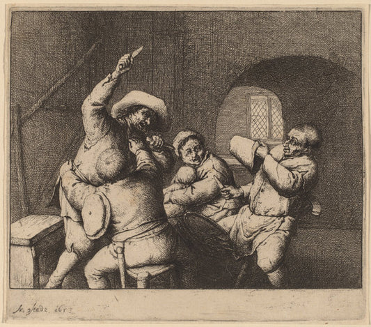Peasants' Quarrel by Adriaen van Ostade (Dutch, 1610 - 1685), 16X12"(A3)Poster Print