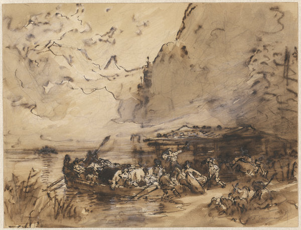 A Ferry on the Königsee by Friedrich Gauermann (German, 1807 - 1862), 16X12"(A3)Poster Print