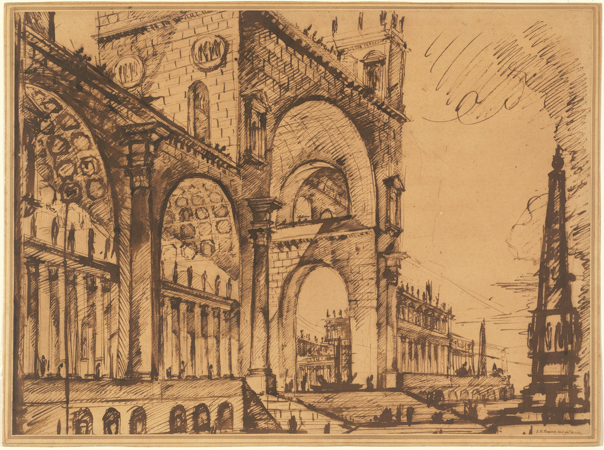 Fantasy on a Magnificent Triumphal Artch by Giovanni Battista Piranesi (Venetian, 1720 - 1778), 16X12"(A3)Poster Print