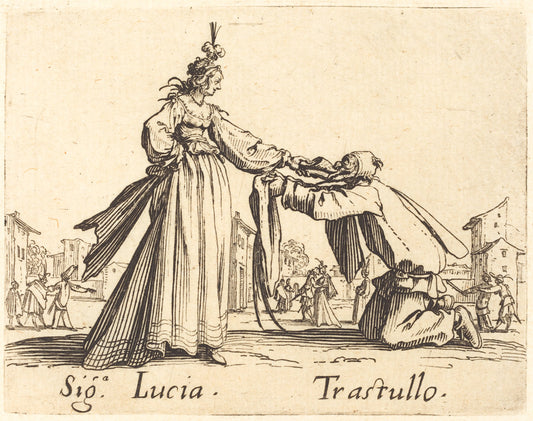 Signa. Lucia and Trastullo by Jacques Callot (French, 1592 - 1635), 16X12"(A3)Poster Print