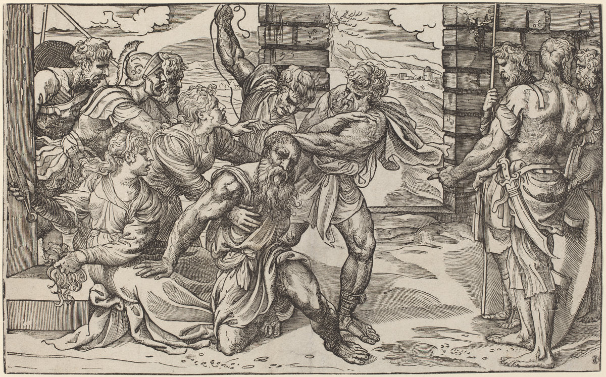 Samson and Delilah by Niccolò Boldrini after Titian (Italian, 1510 - 1566 or after), 16X12"(A3)Poster Print