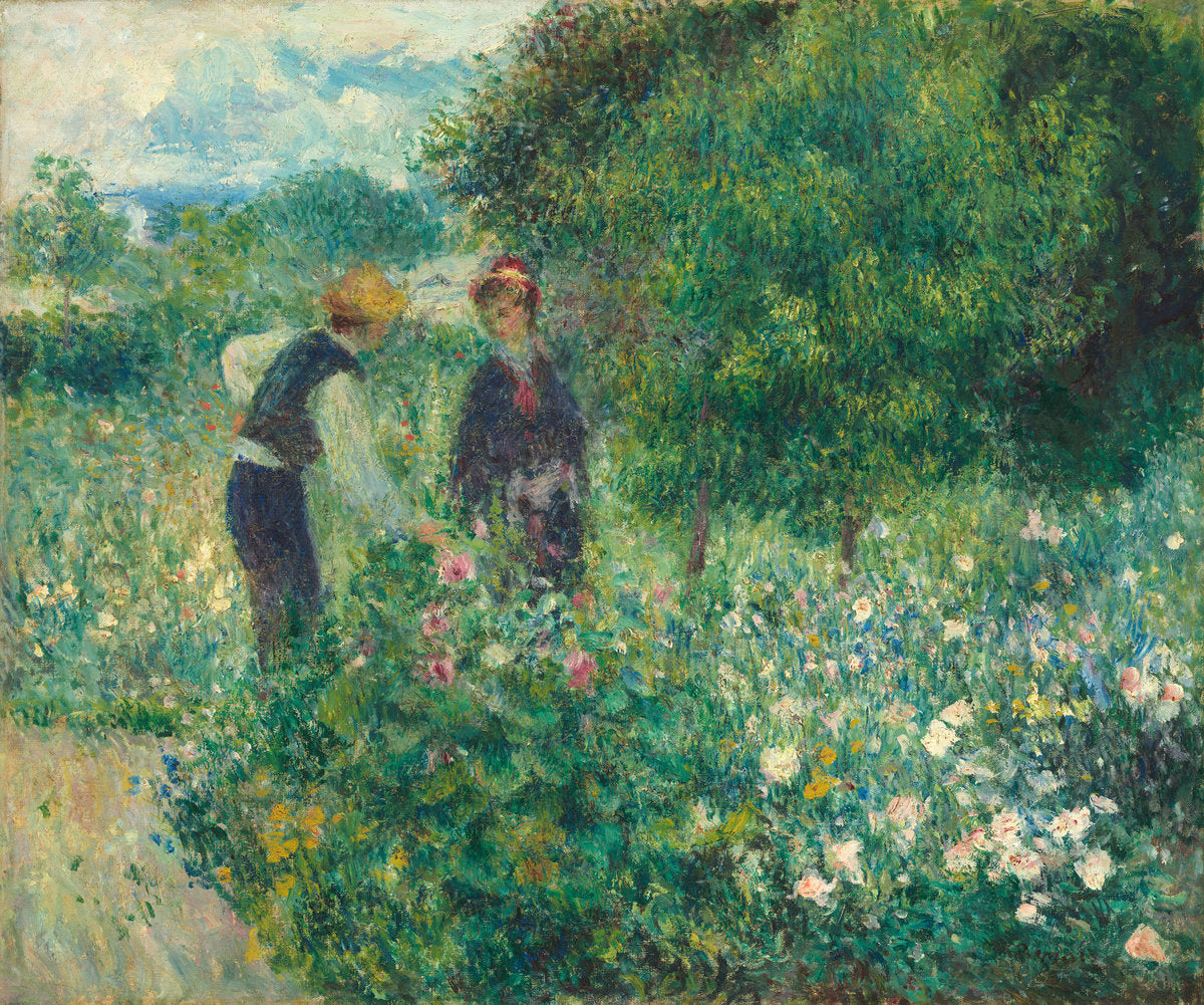 Picking Flowers by Auguste Renoir (French, 1841 - 1919), 16X12"(A3)Poster Print