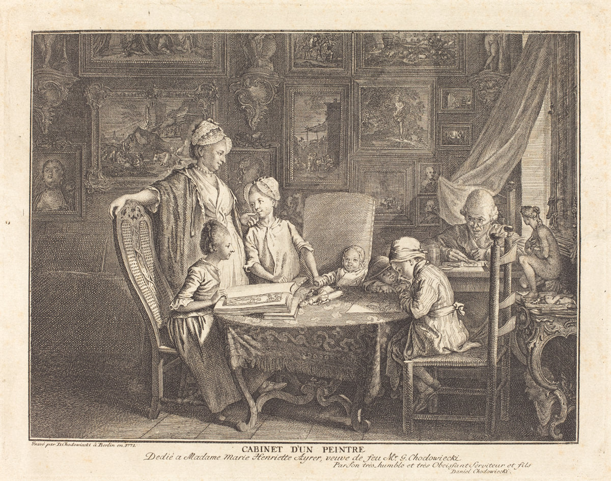Cabinet d'un Peintre by Daniel Nikolaus Chodowiecki (German, 1726 - 1801), 16X12"(A3)Poster Print