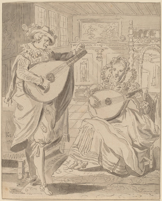 Musical Company by Cornelis Ploos van Amstel and Bernhard Schreuder after Karel van Mander I (Dutch, 1726 - 1798), 16X12"(A3)Poster Print