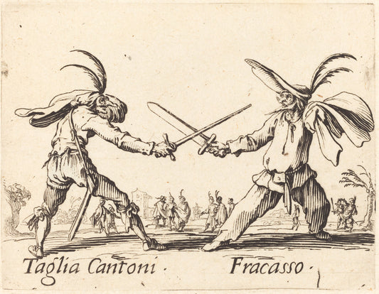Taglia Cantoni and Fracasso by Jacques Callot (French, 1592 - 1635), 16X12"(A3)Poster Print