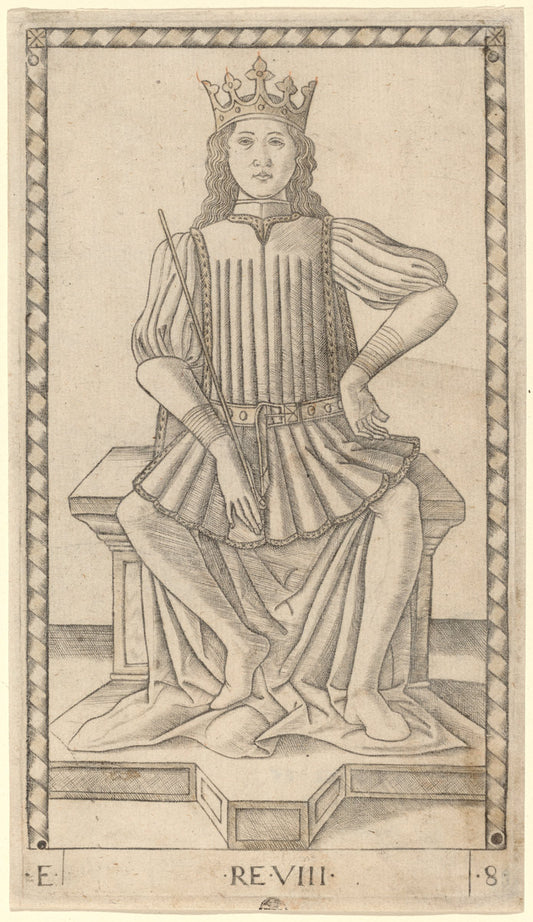 Re (King) by Master of the E-Series Tarocchi (Ferrarese, active c. 1465), 16X12"(A3)Poster Print
