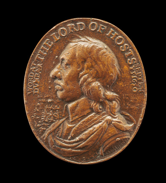 Oliver Cromwell, Commemorating the Victory at the Battle of Dunbar [obverse] by Thomas Simon (English, 1618 - 1665), 16X12"(A3)Poster Print