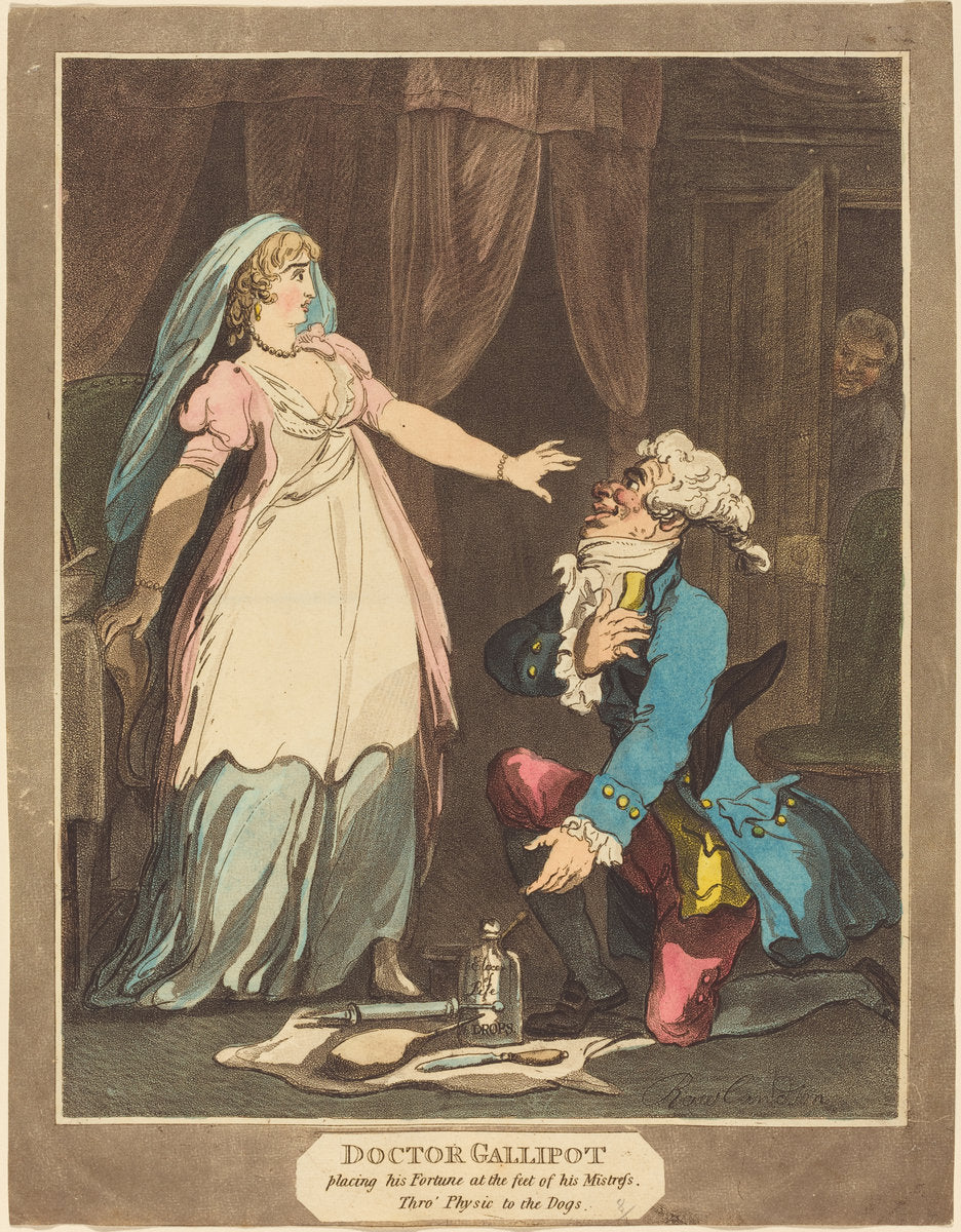 Doctor Gallipot placing his Fortune at the feet of his Mistress by Thomas Rowlandson (British, 1756 - 1827), 16X12"(A3)Poster Print