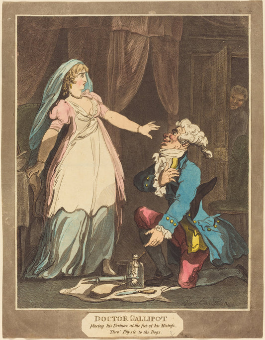 Doctor Gallipot placing his Fortune at the feet of his Mistress by Thomas Rowlandson (British, 1756 - 1827), 16X12"(A3)Poster Print