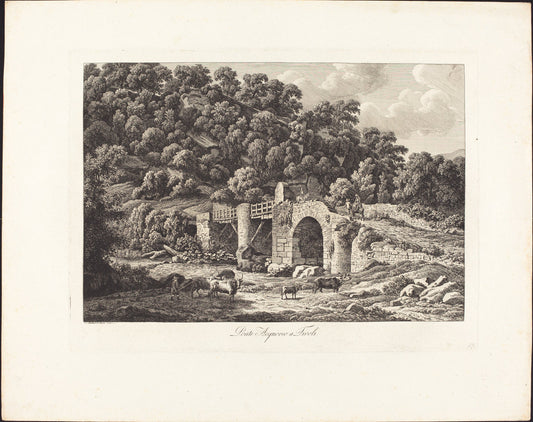 Ponte Acquoreo a Tivoli by Johann Christian Reinhart (German, 1761 - 1847), 16X12"(A3)Poster Print
