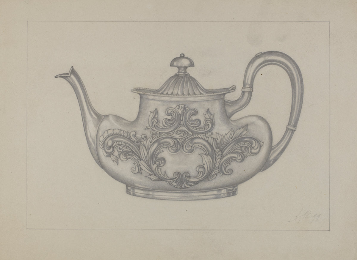 Silver Teapot by Arthur Wegg (American, active c. 1935), 16X12"(A3)Poster Print